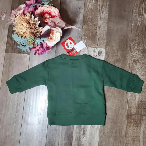 NWT Peanuts Snoopy Christmas Pullover Crewneck Sweatshirt Size 12m Green - Picture 12 of 16